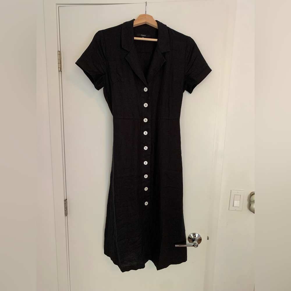 Quince black linen dress with pockets